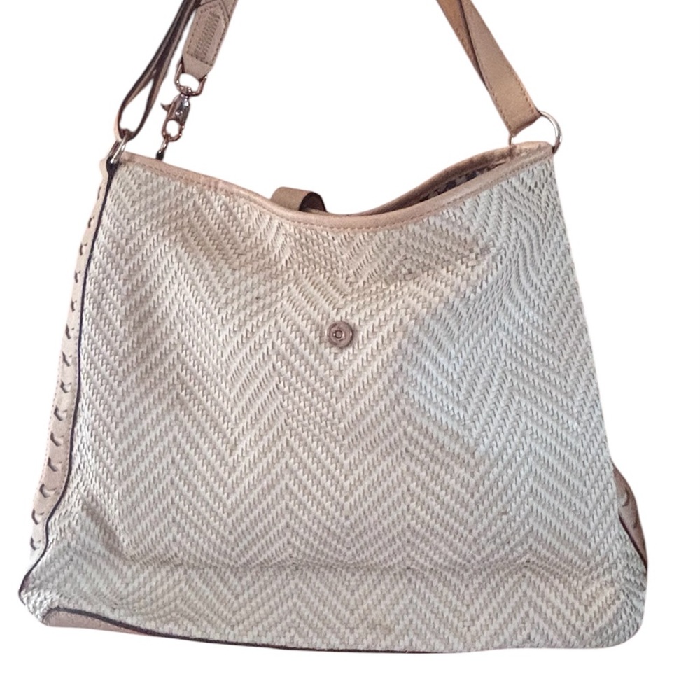 Elegant Cream Herringbone Women's Bag